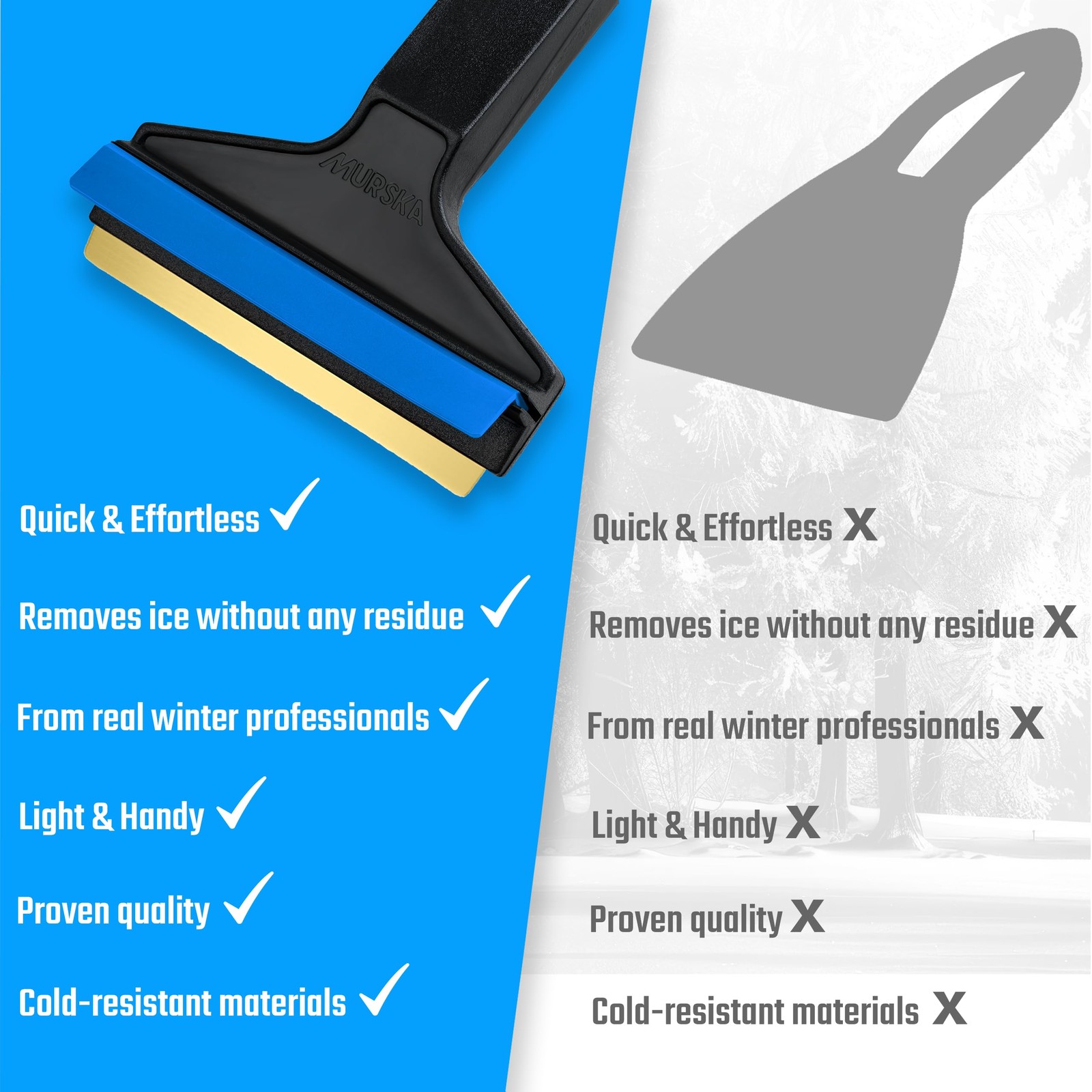 Car Ice Scraper Brass Blade 14,5 inch 2 Pack Ice Scraper Long Handle Ice Scraper - Image 3