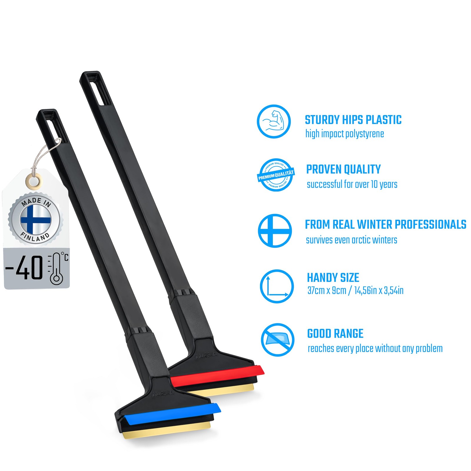 Car Ice Scraper Brass Blade 14,5 inch 2 Pack Ice Scraper Long Handle Ice Scraper - Image 4