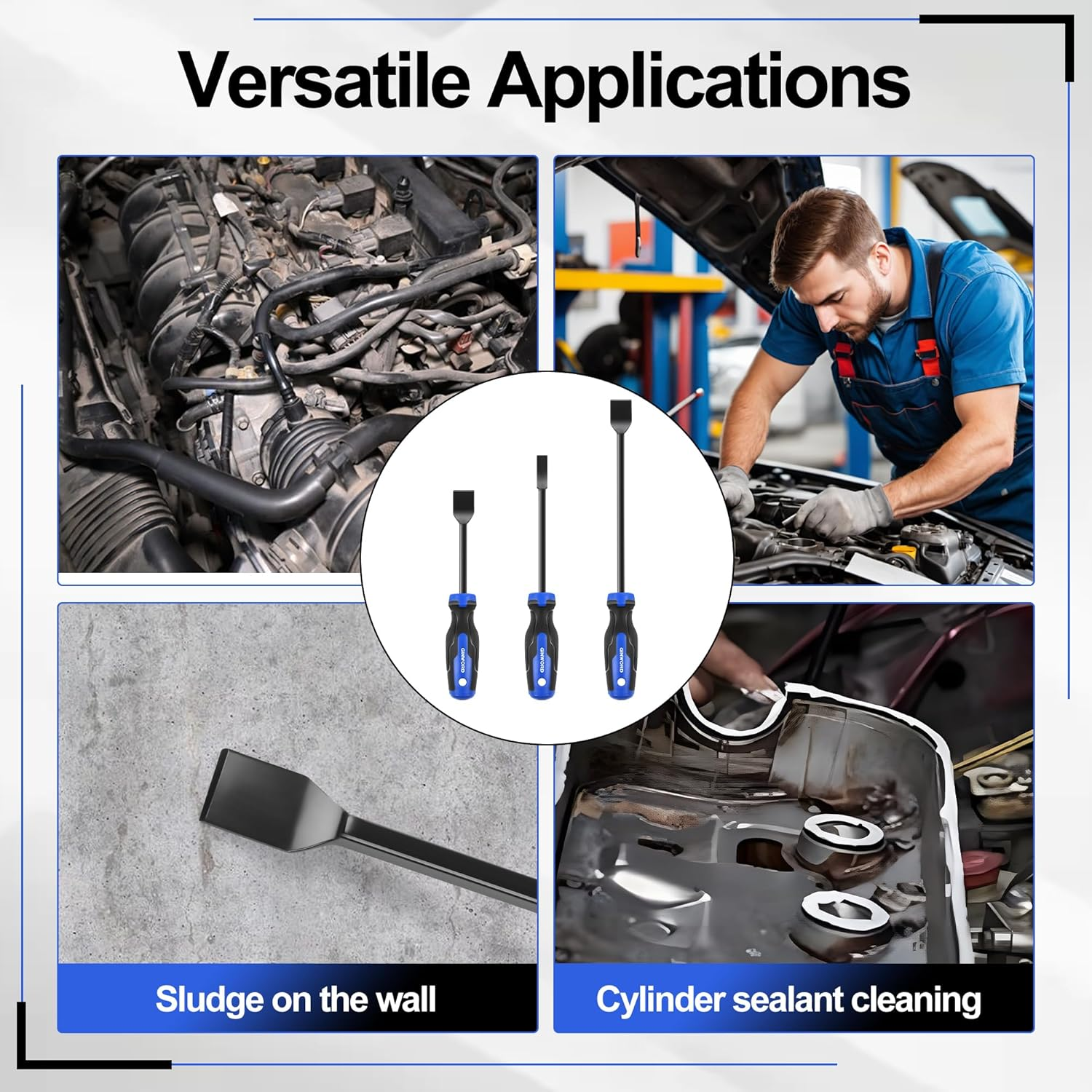 Gasket Scraper Set, 3-Piece Carbide Gasket Scraper Tool, Automotive Tools for Ga - Image 5