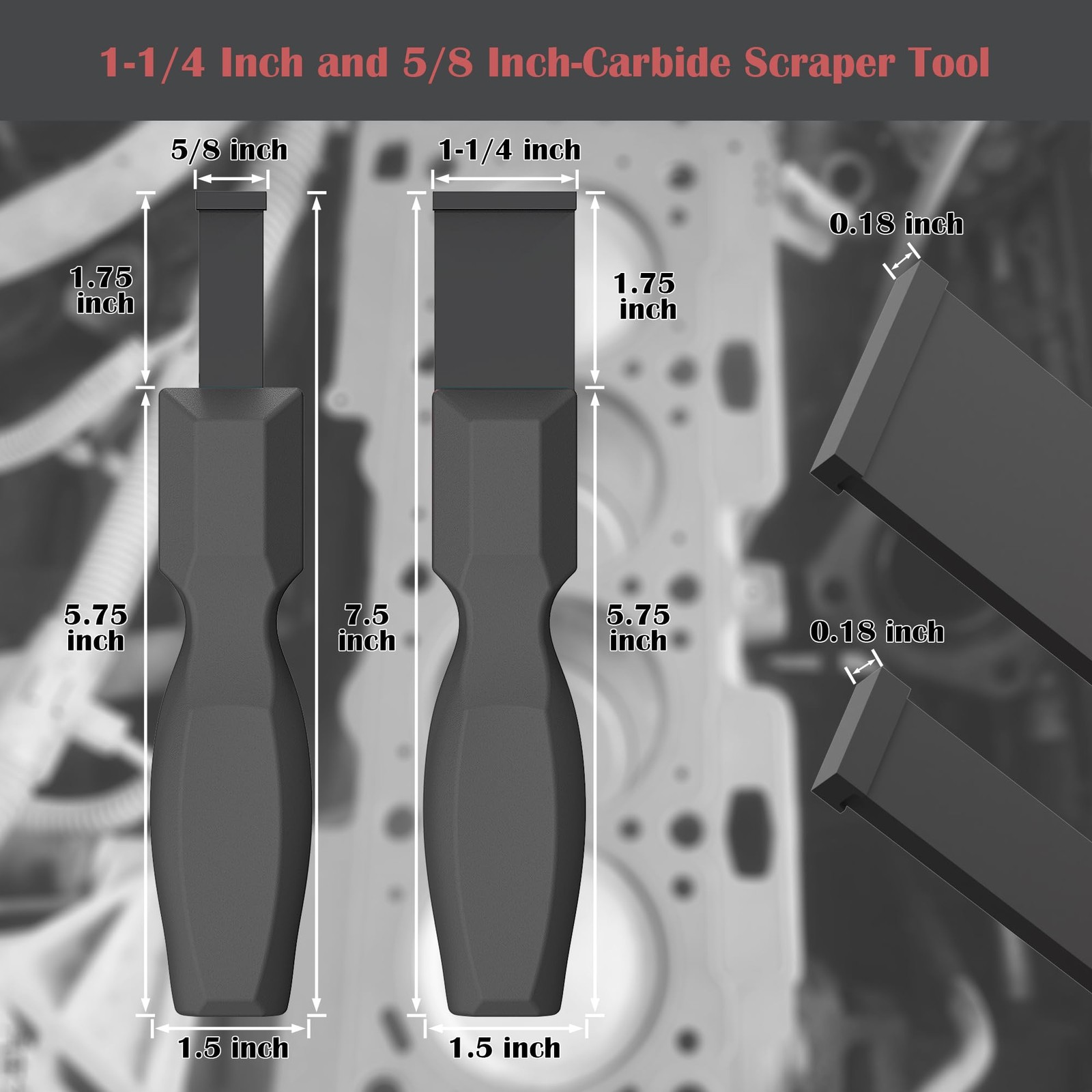 Carbide Scraper, Super Carbide Gasket Scraper for Metal and Automotive, 1-1/4... - Image 2