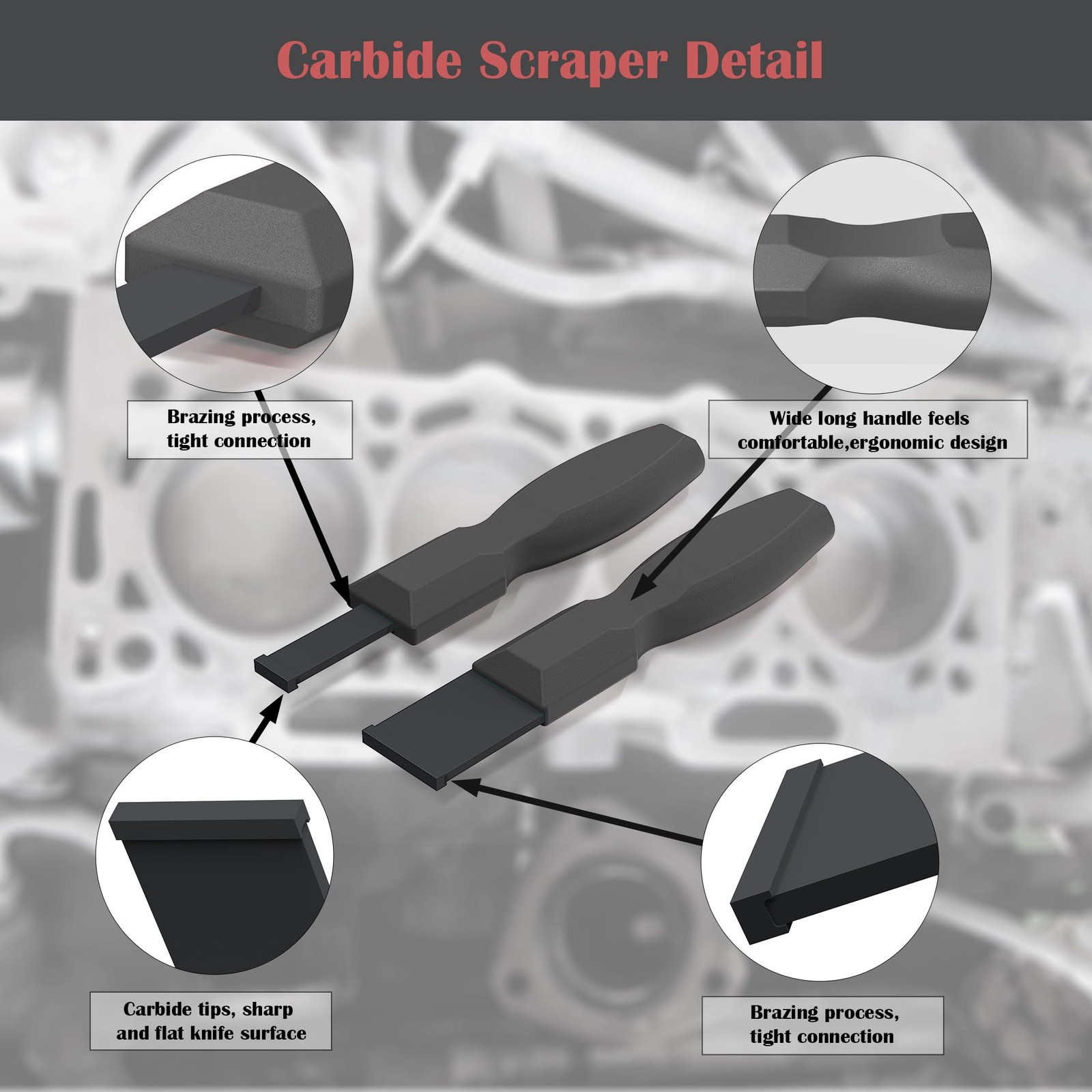 Carbide Scraper, Super Carbide Gasket Scraper for Metal and Automotive, 1-1/4... - Image 3