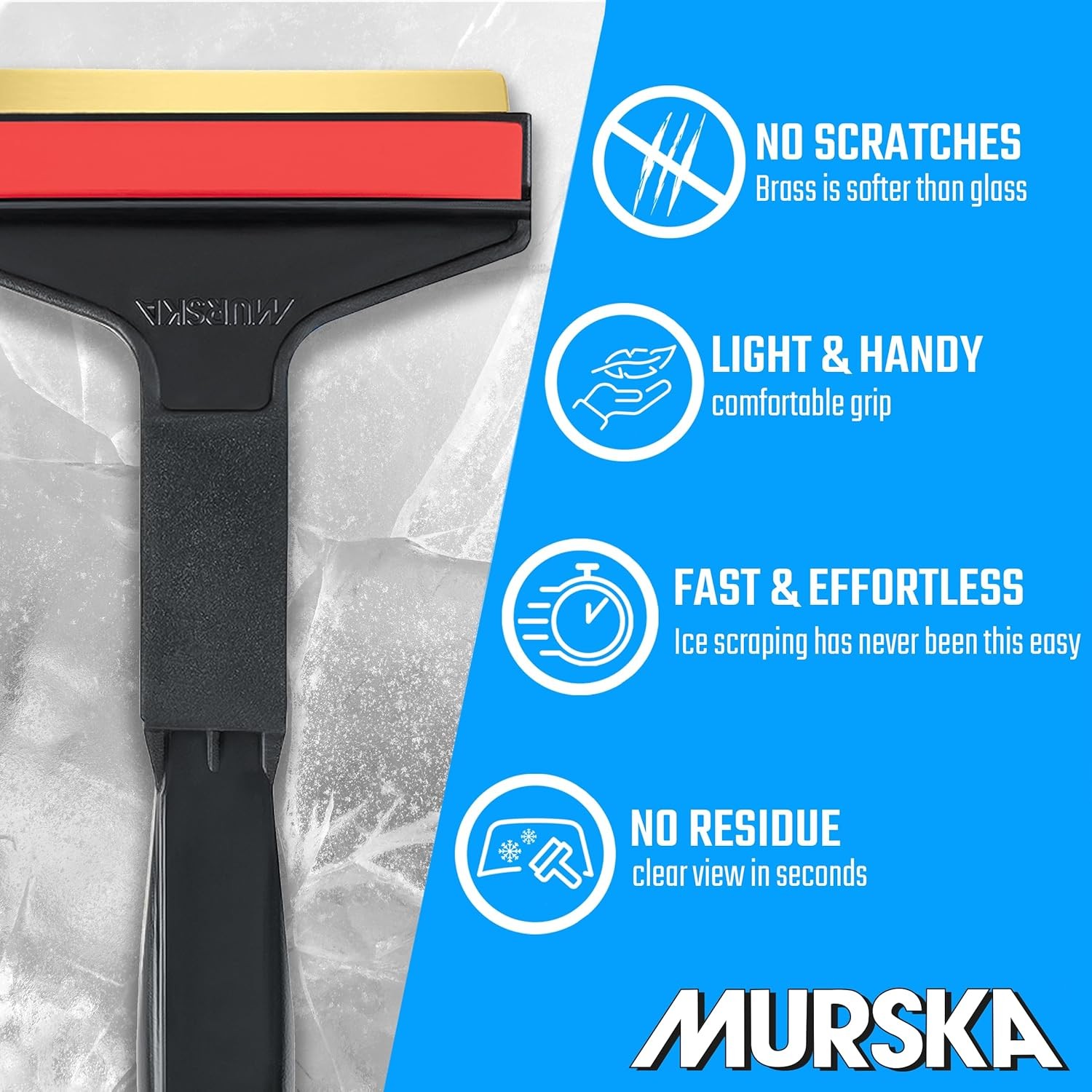 Ice Scraper Brass Blade 2 Pack Car Long Handle 14,5 Black - Red - Image 2
