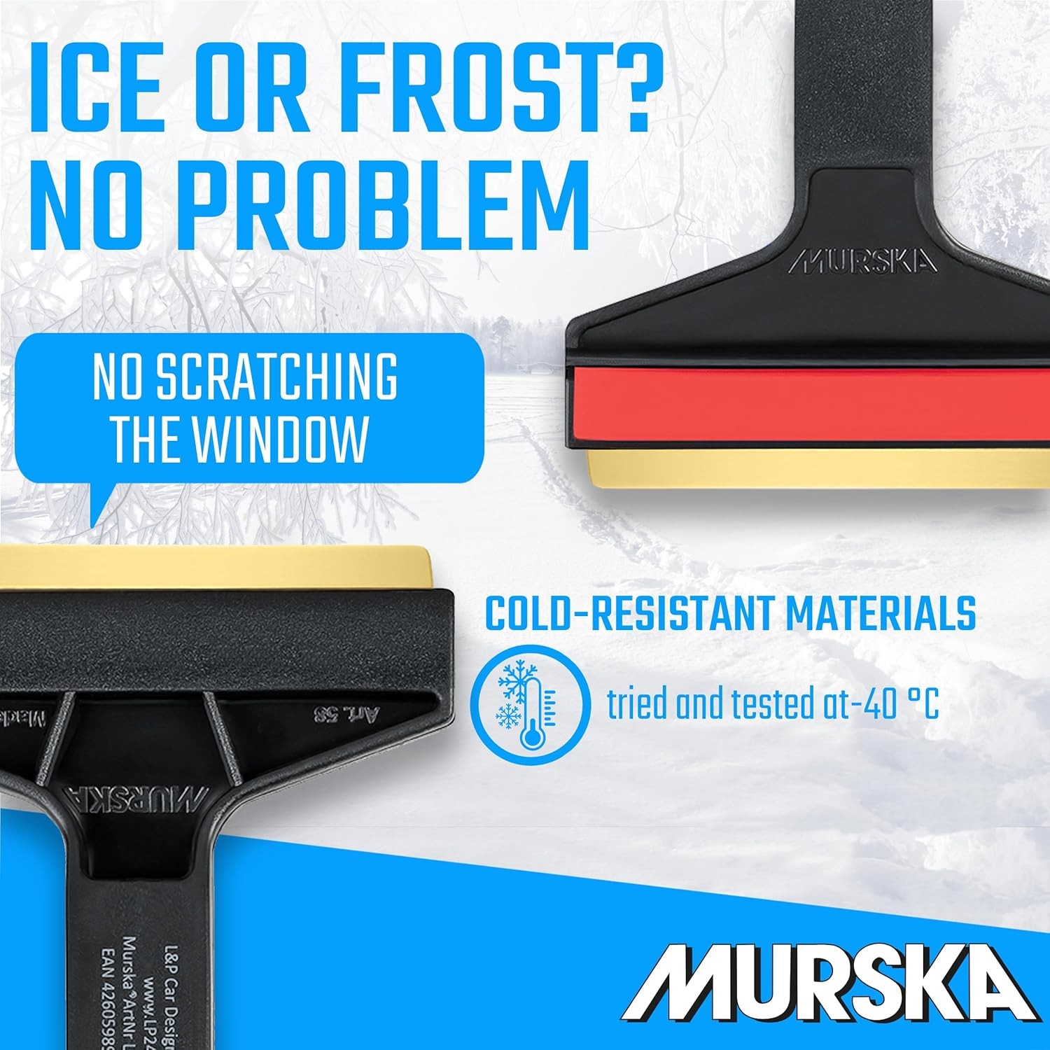 Ice Scraper Brass Blade 2 Pack Car Long Handle 14,5 Black - Red - Image 5