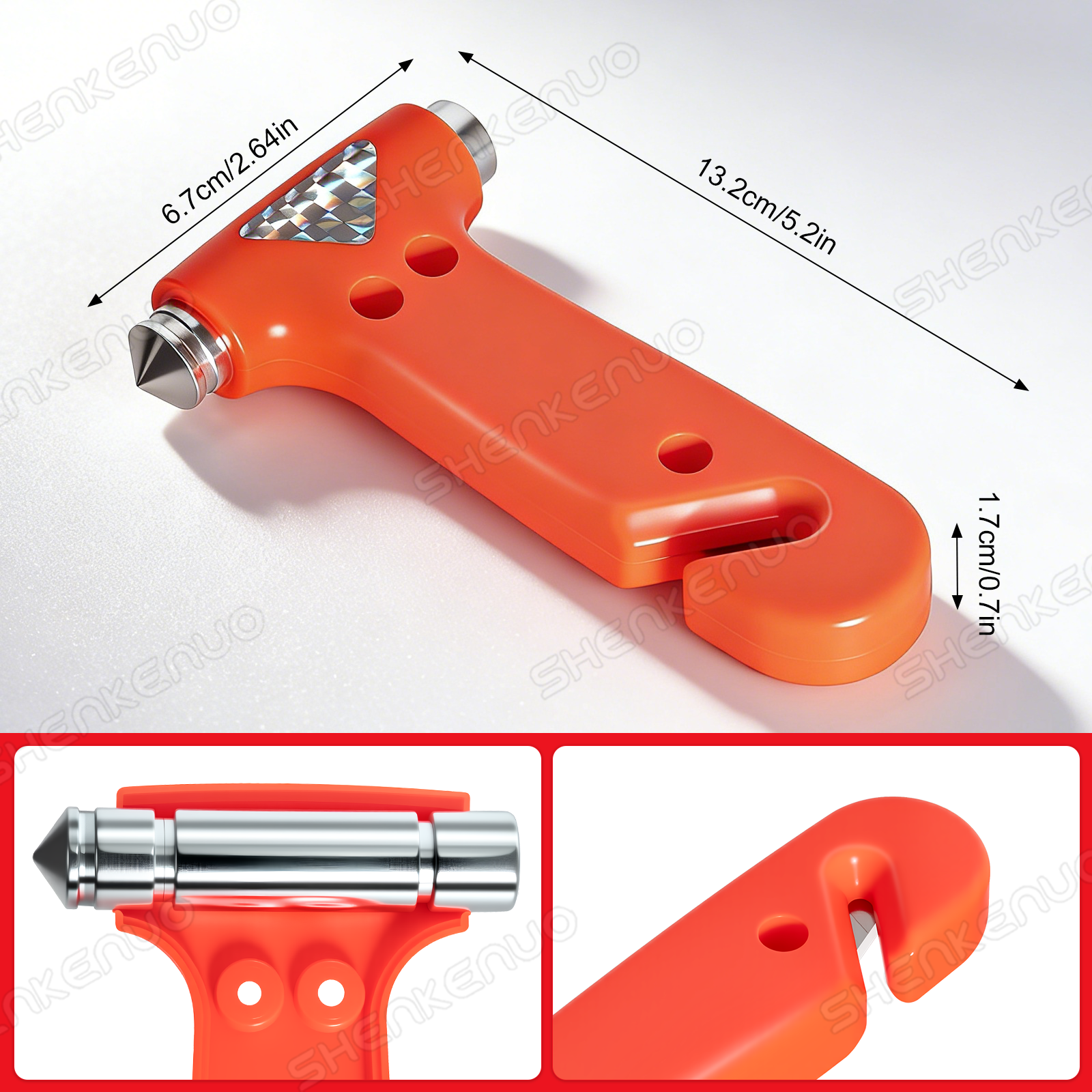 1 pack Car Safety Hammer, Automotive Window Breaker and Seatbelt, 2 In 1 - Image 3