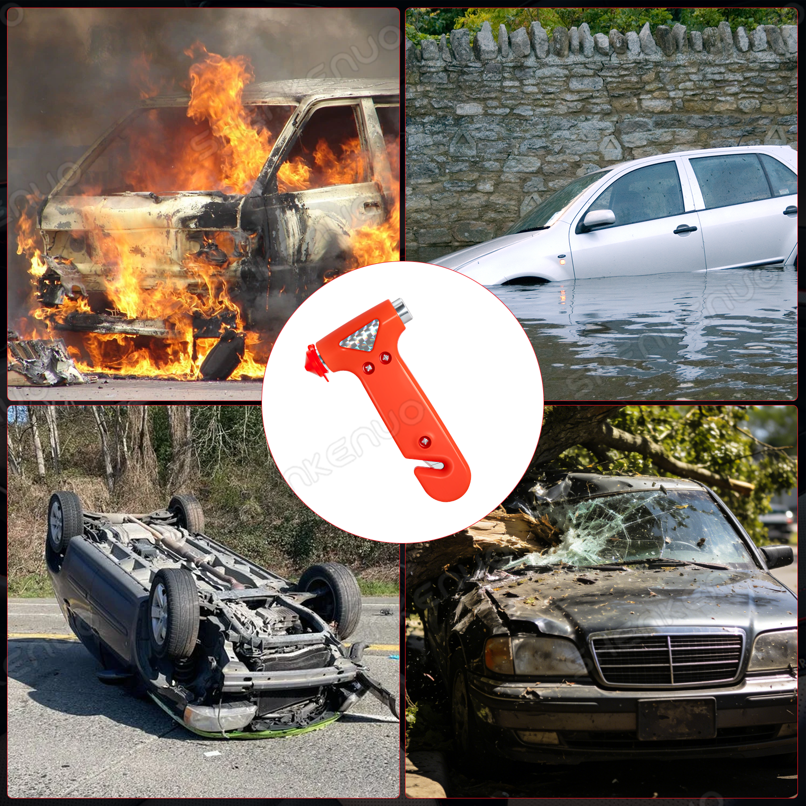 1 pack Car Safety Hammer, Automotive Window Breaker and Seatbelt, 2 In 1 - Image 4