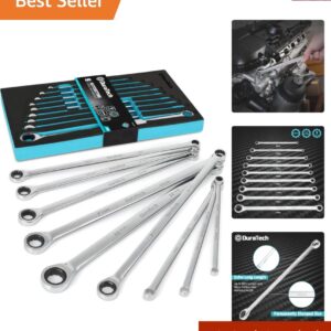 Extra Long Ratcheting Wrench Set with EVA Foam Organizer in Metric Sizes (9-P...