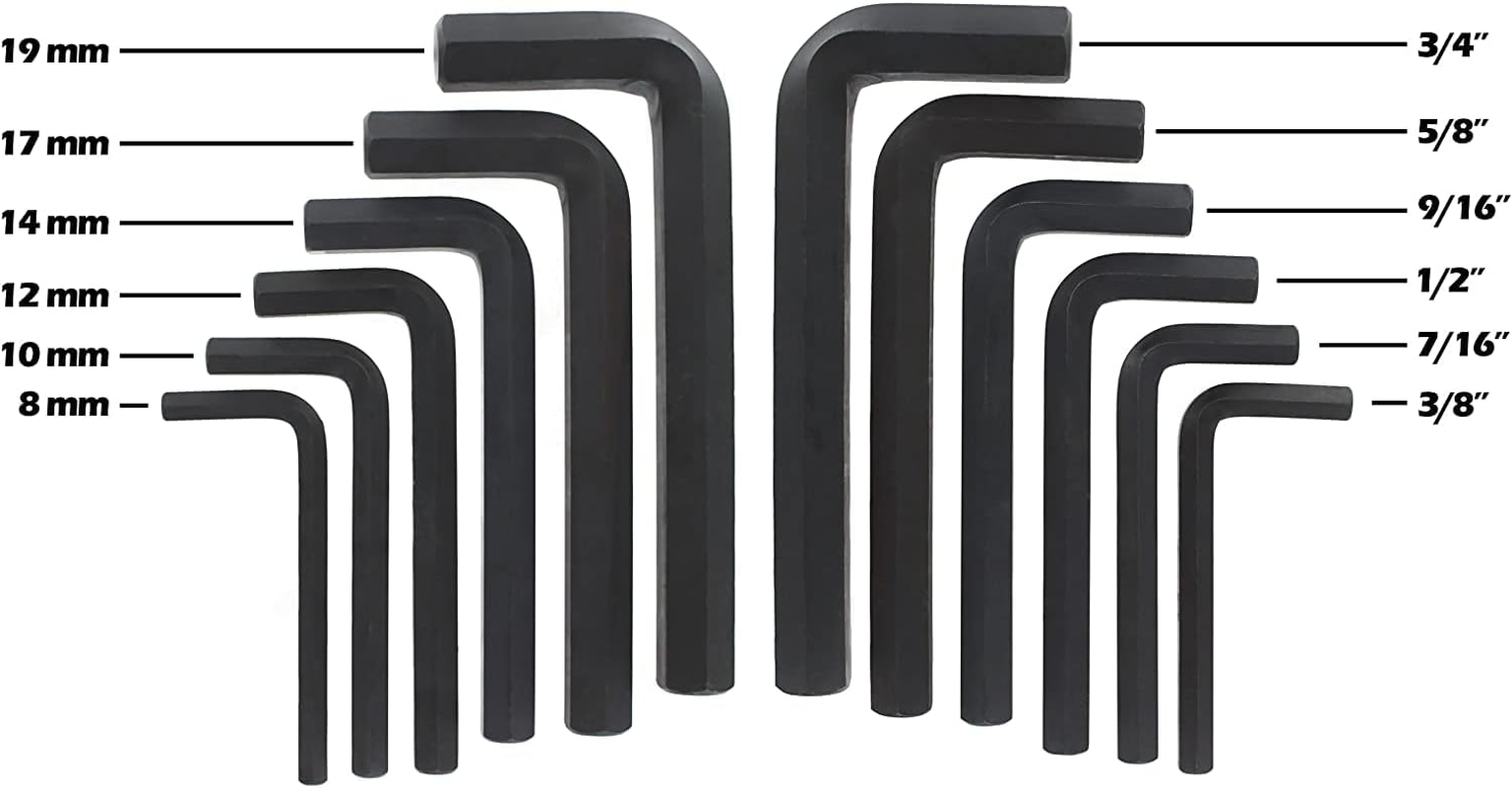 Jumbo Extra Large Allen Wrench Set - SAE & Metric Hex Key Tools Included - Image 3