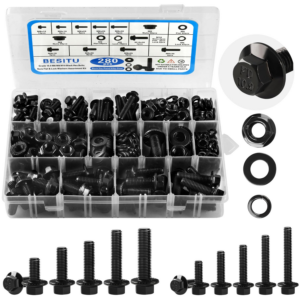 280Pc Metric Flange Bolt Kit M6-M10 Hex Bolts Nuts Washers Automotive Hardware