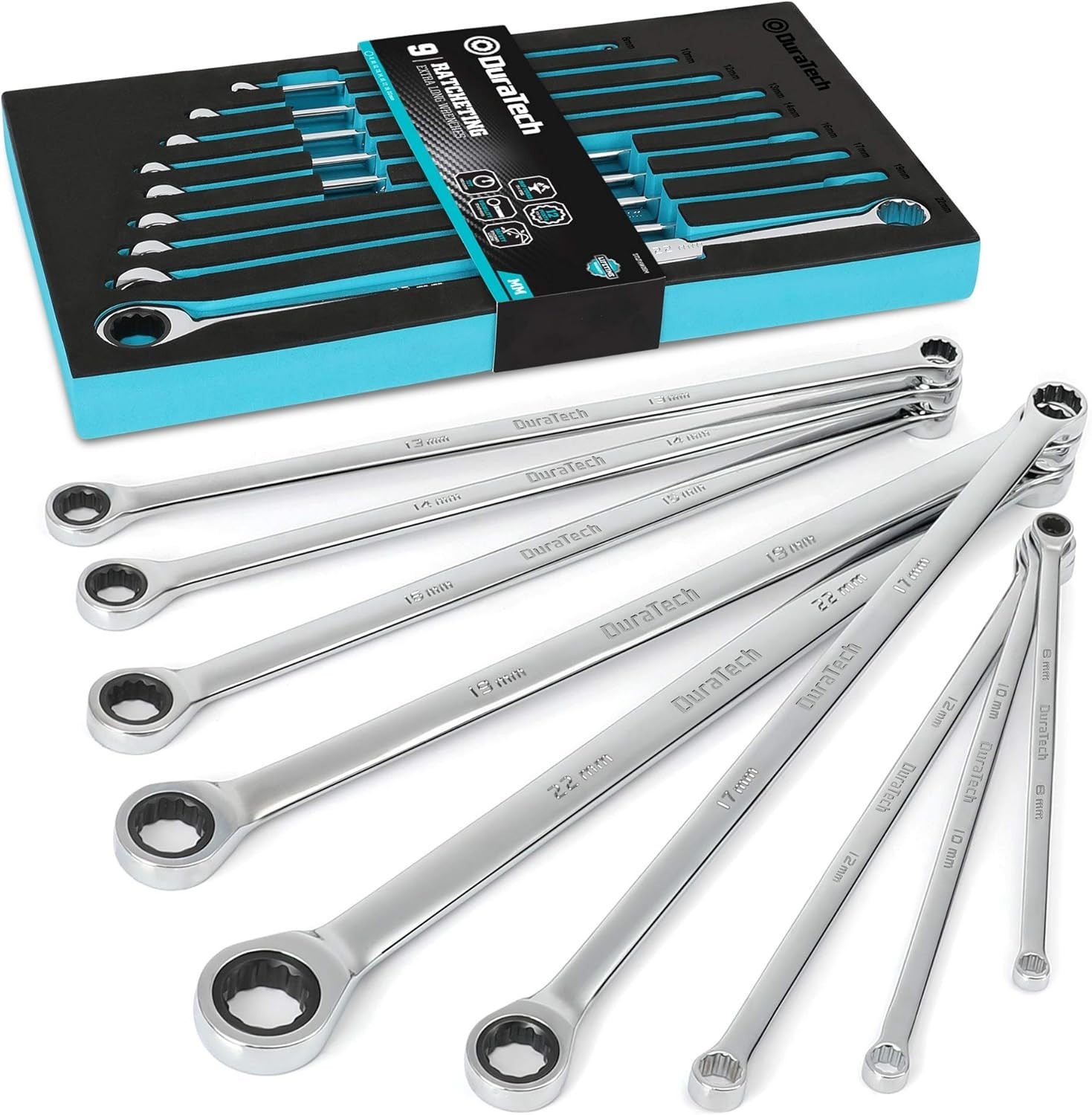 Extra Long Ratcheting Wrench Set with EVA Foam Organizer in Metric Sizes (9-P... - Image 3