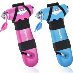 2 pack Car Safety Hammer, Automotive Window Breaker and Seatbelt Cutter, 3 In 1