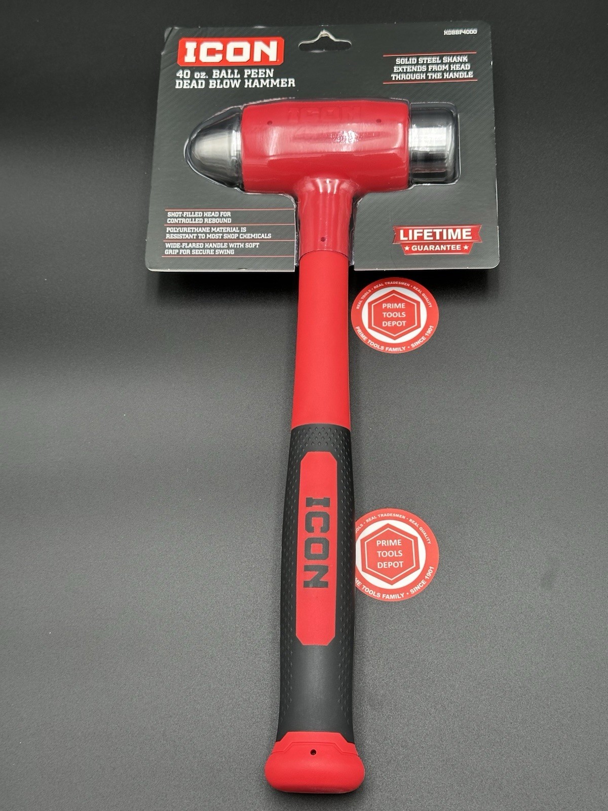 ICON 40 oz Ball Peen Dead Blow Hammer Polyurethane Head Lifetime Warranty
