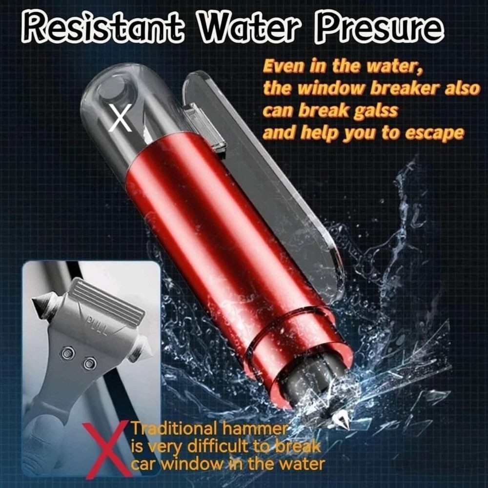 Portable Automotive Safety Hammer with Spring Loaded Design for Emergency Escape - Image 4