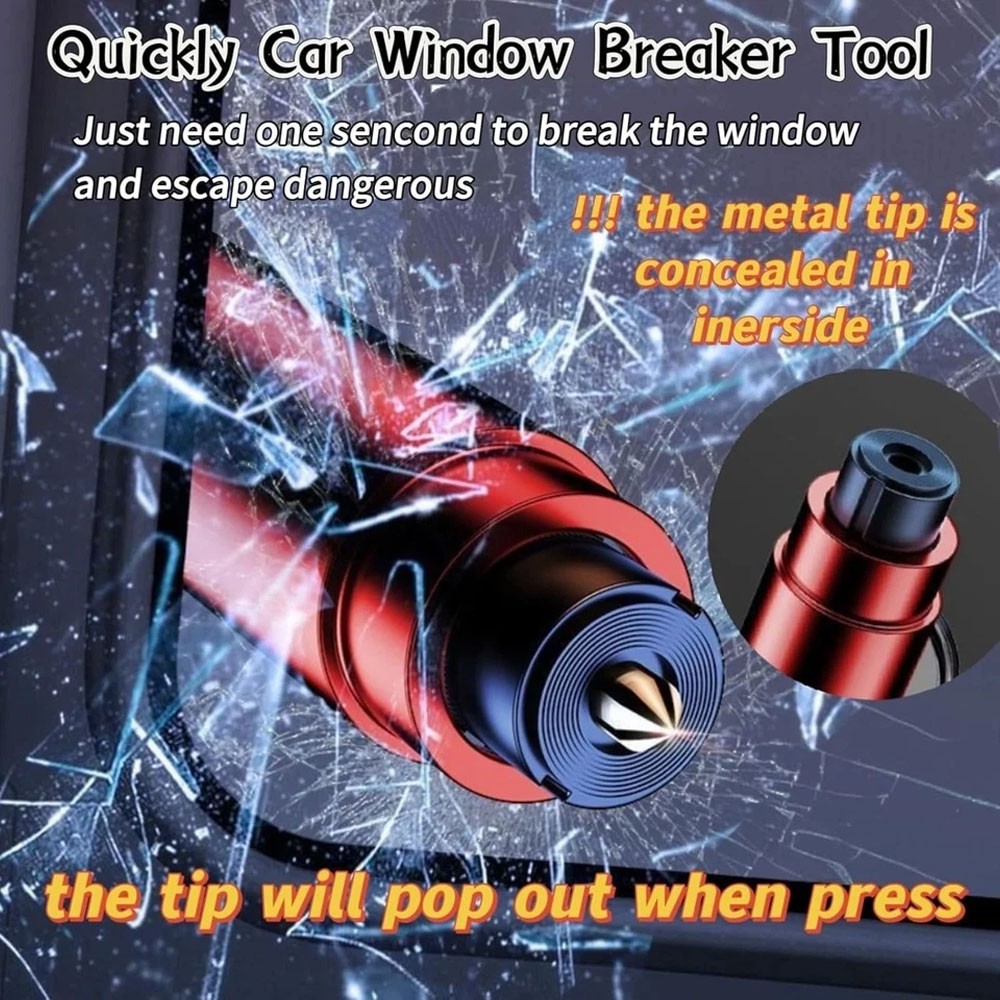 Portable Automotive Safety Hammer with Spring Loaded Design for Emergency Escape - Image 5