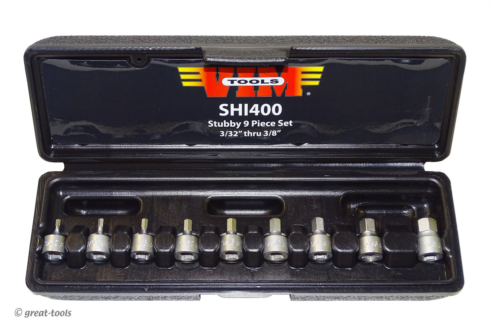 STUBBY SAE HEX SOCKET DRIVER BITS – 9-pc set – VIM Tools – automotive tool