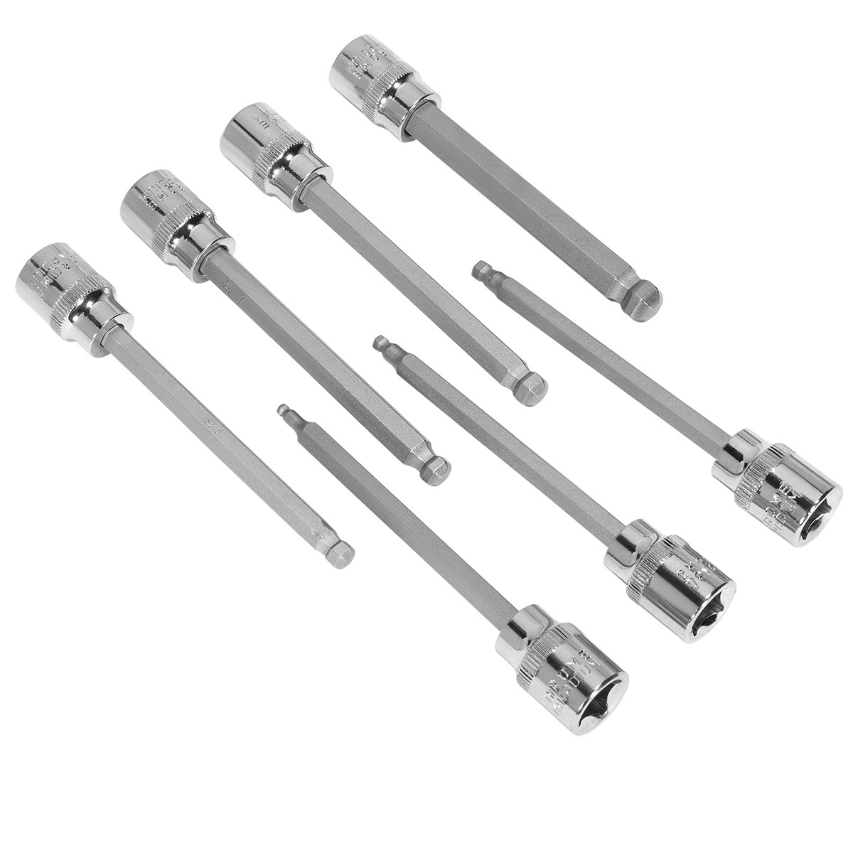 Stark USA 7pc 3/8" Ball End Long 4.3" METRIC MM Hex Allen Bits Sockets wrench - Image 2