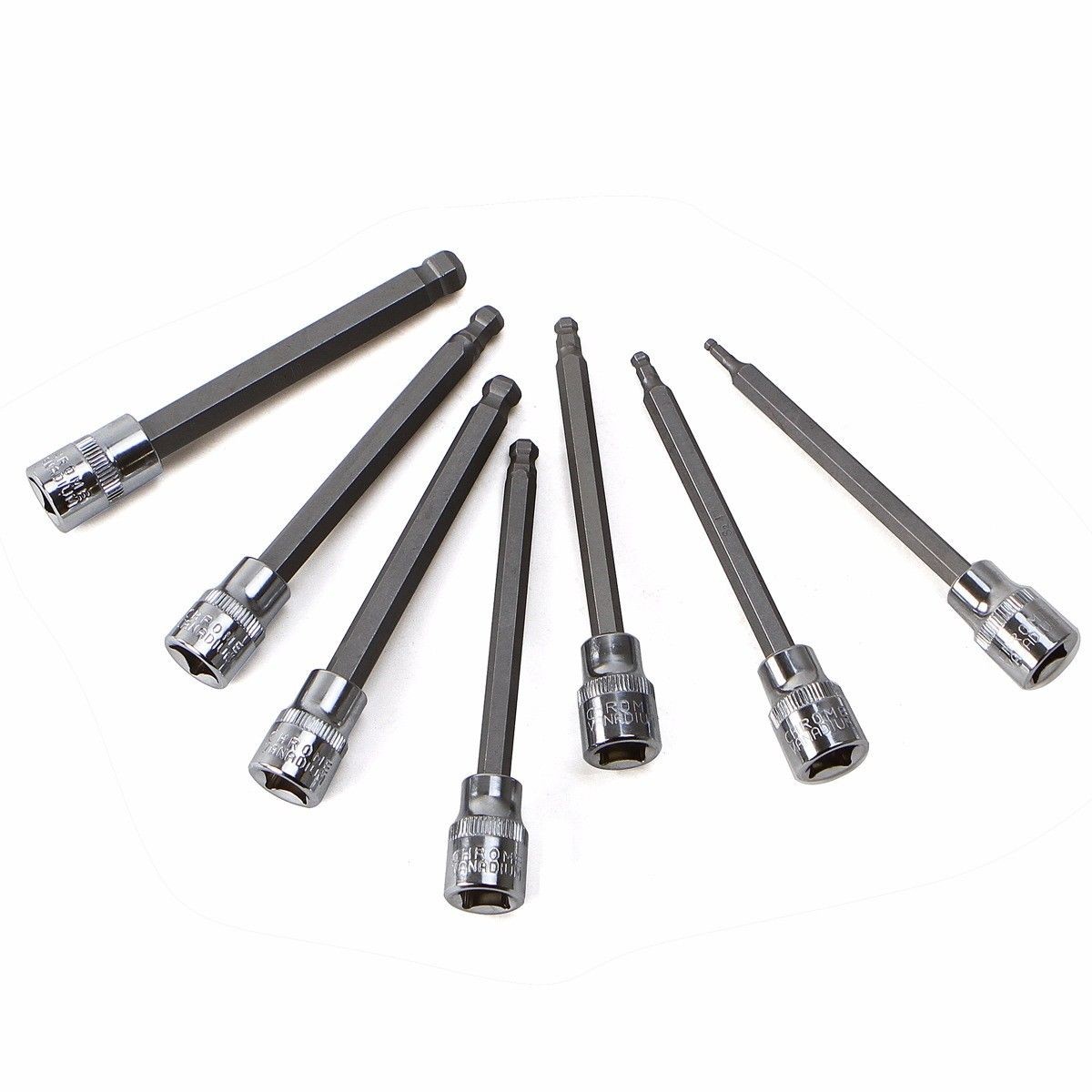 Stark USA 7pc 3/8" Ball End Long 4.3" METRIC MM Hex Allen Bits Sockets wrench - Image 4