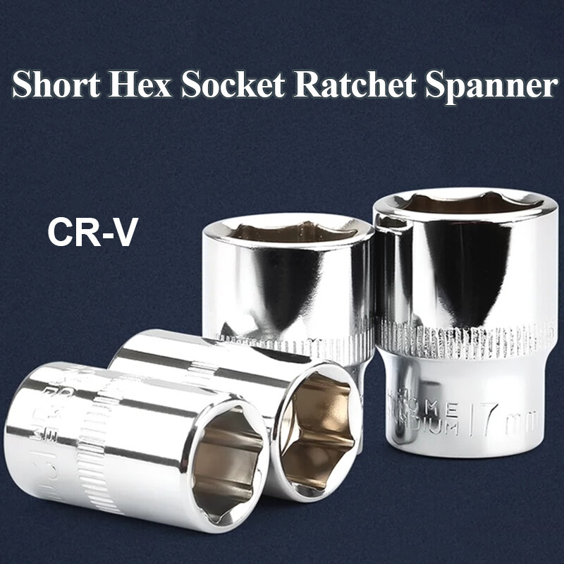 Short Hex Socket Ratchet Spanner Set CR-V 3/8" Automotive Hardware Tool 6mm~24mm
