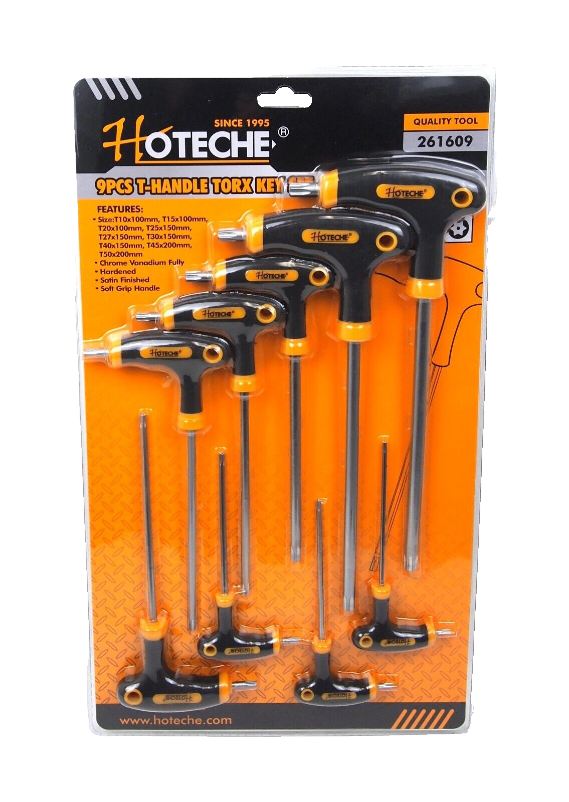 9PC T-Handle Torx Star Key Wrench Set Tamper Torx 2 Drive Ends 261609 - Image 2