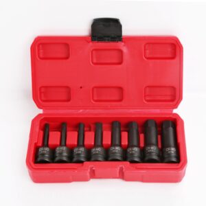 8Pcs Metric / SAE 1/2" Drive Impact Socket Set Hex Bits Long Air Allen Driver