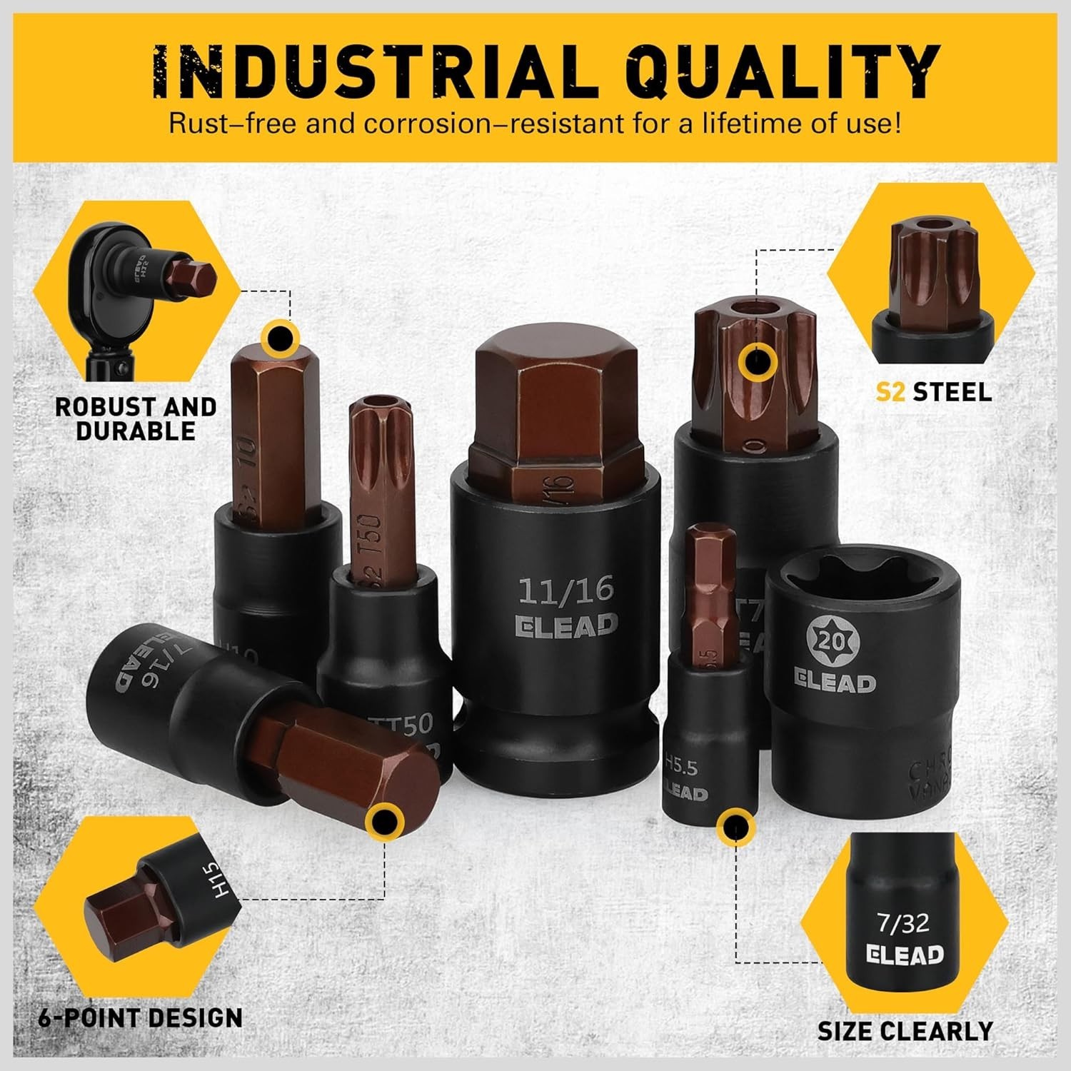 Automotive Mechanic Tool Set: Torx Bit & Hex Bit Socket Set - Image 5