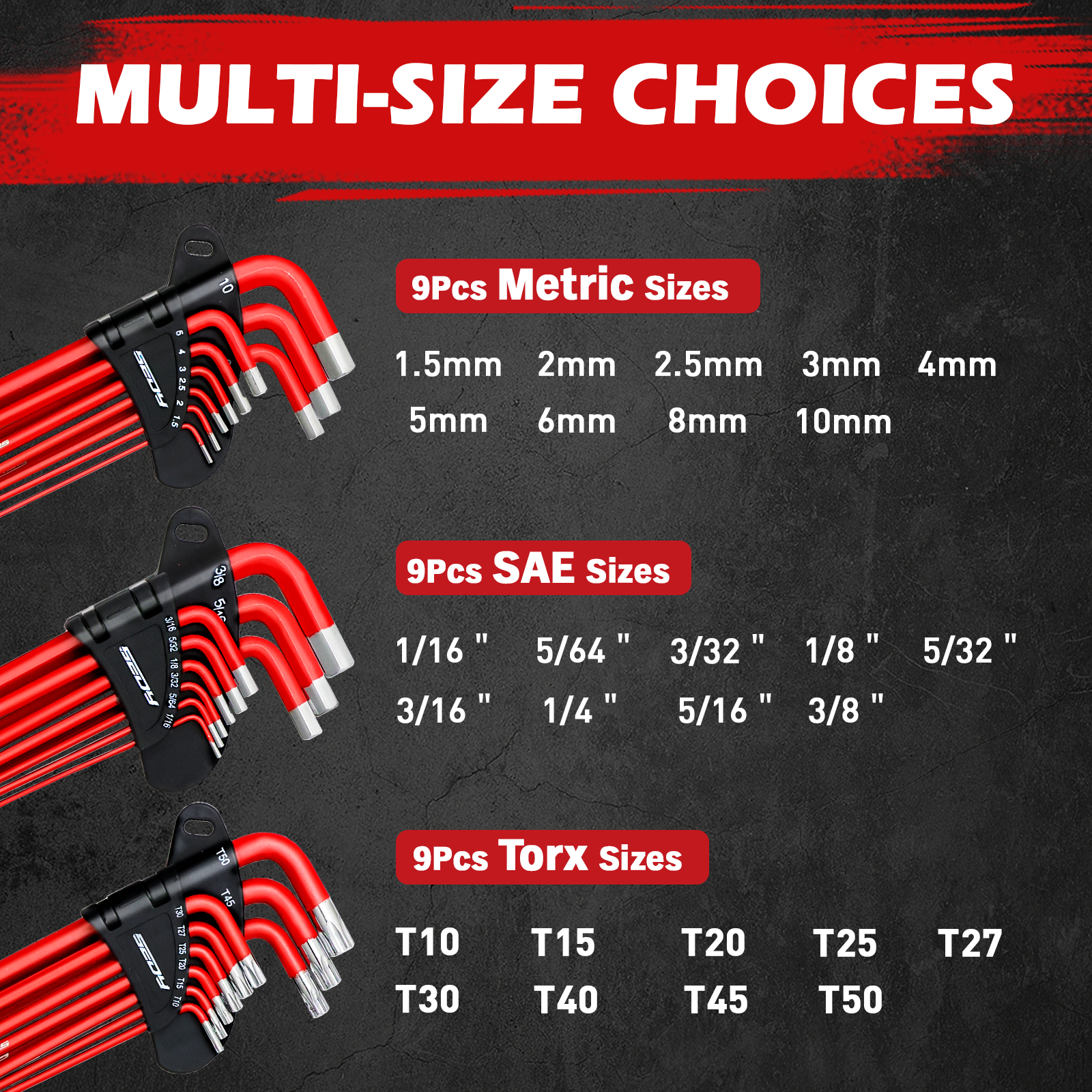 30PC L-Hex Torx Key Set Ball End Allen Wrench Grip Handle Extension Bar S2 Steel - Image 3
