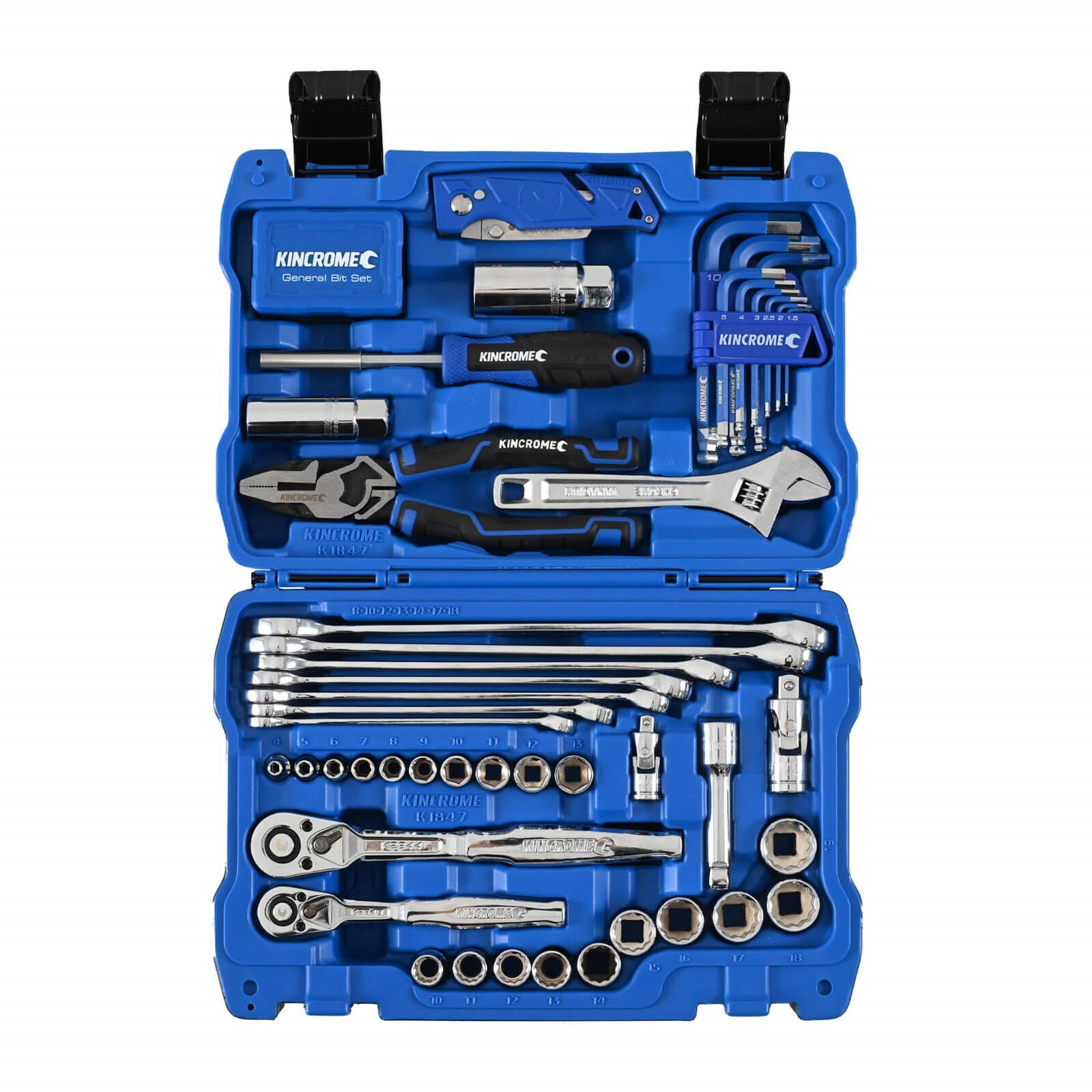 Kincrome 82 PC 1/4" & 3/8" Metric Socket Spanner Plier Automotive Tool Kit K1847 - Image 5