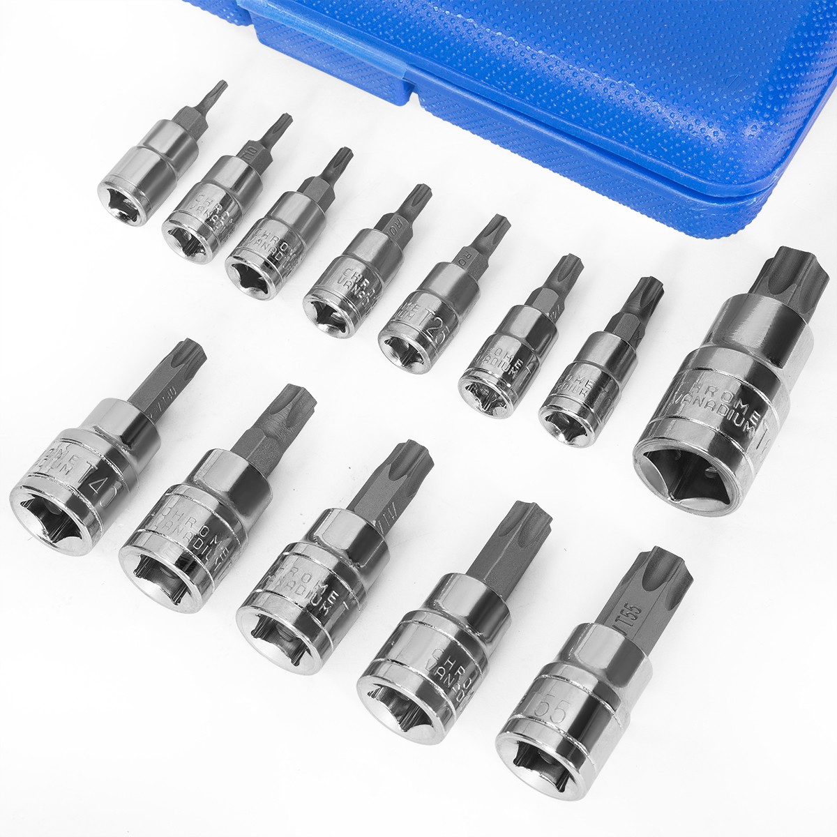 13-Pieces Torque Hex Bit Socket Set | 1/4"3/8"1/2" Dr MM Cr-V Steel with Case - Image 3