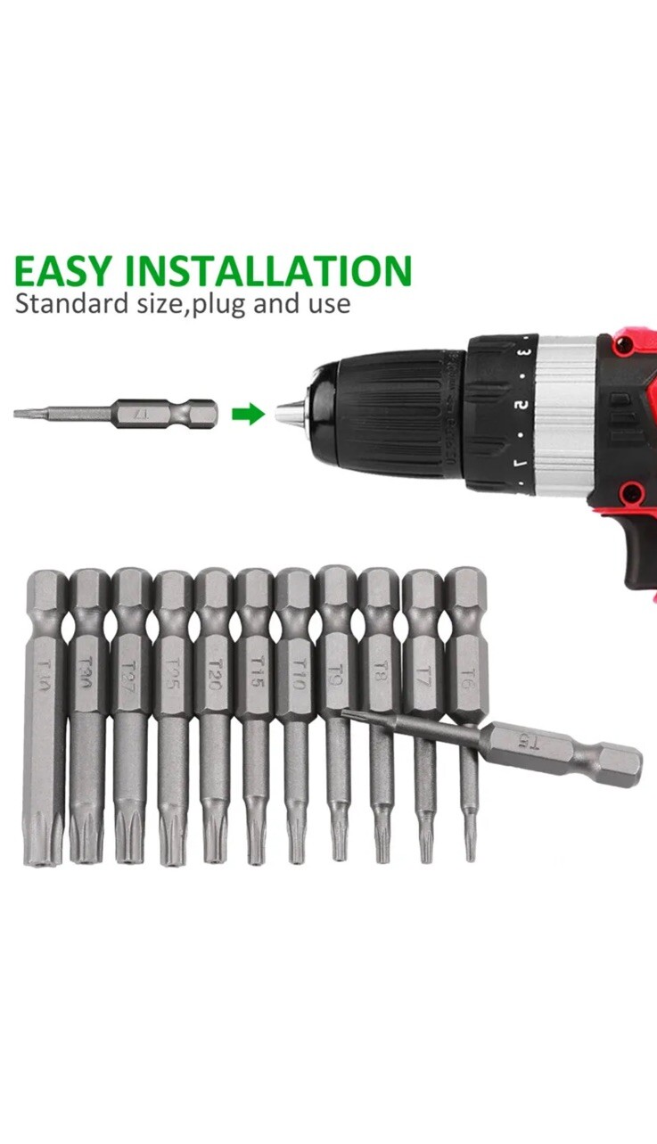 12pcs Magnetic Head Torx Screwdriver Bit Set T5-T40 Drill Security Tamper Proof - Image 2