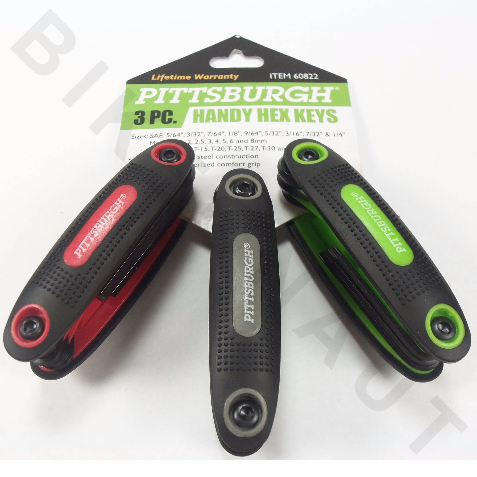 Pittsburgh 3 Piece SAE Metric & Star Folding Hex Key Wrench Set *U.S.A. Seller* - Image 2