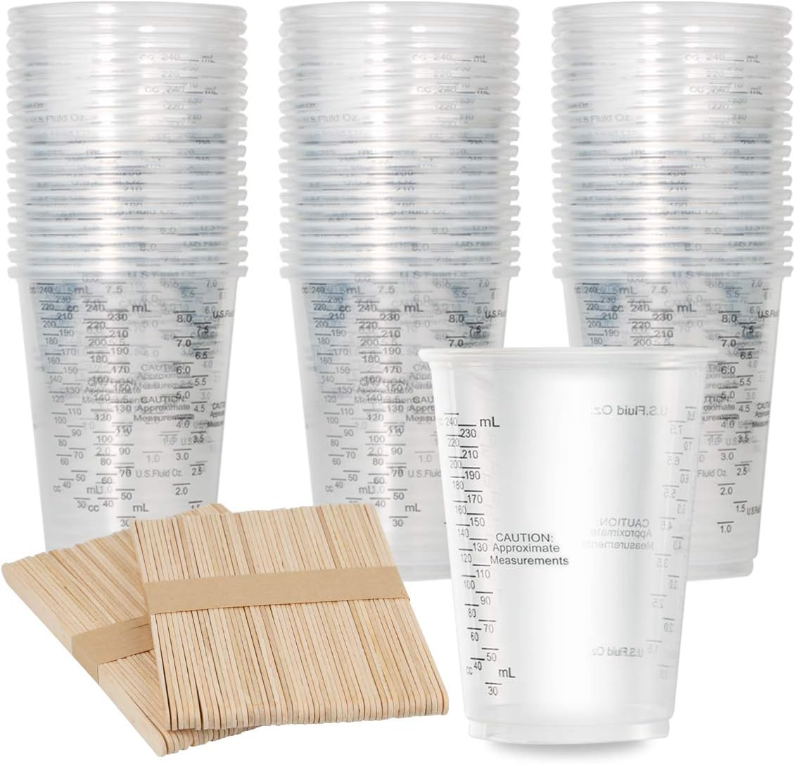Automotive Paint Mixing Cups - 100 Pack 8oz Plastic Measuring Mixing Cups NEW