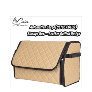 Automotive Cargo Storage Box – Leather Quilted Design Beige Color