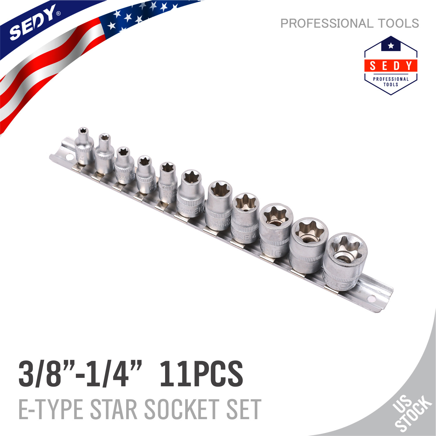 11 pc Torx Star Bit Female E Socket Set Automotive Shop Tools External E4-E20 - Image 2