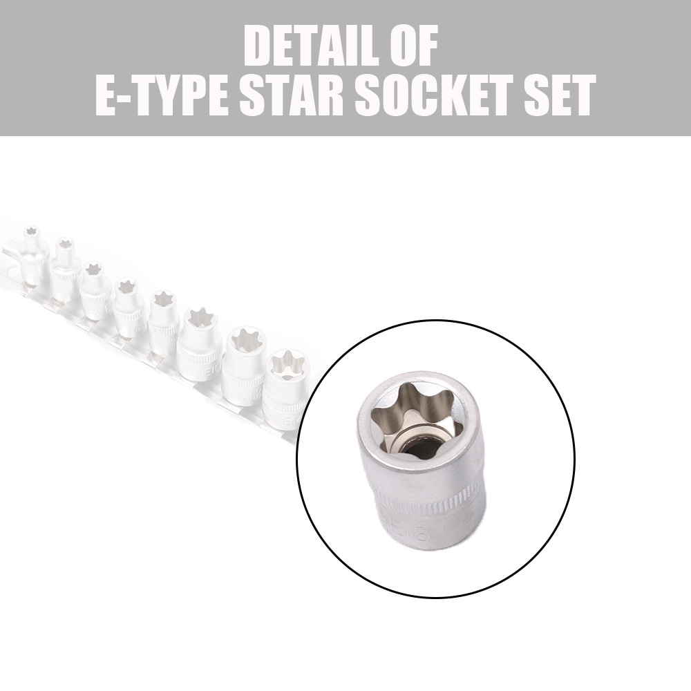 11 pc Torx Star Bit Female E Socket Set Automotive Shop Tools External E4-E20 - Image 3
