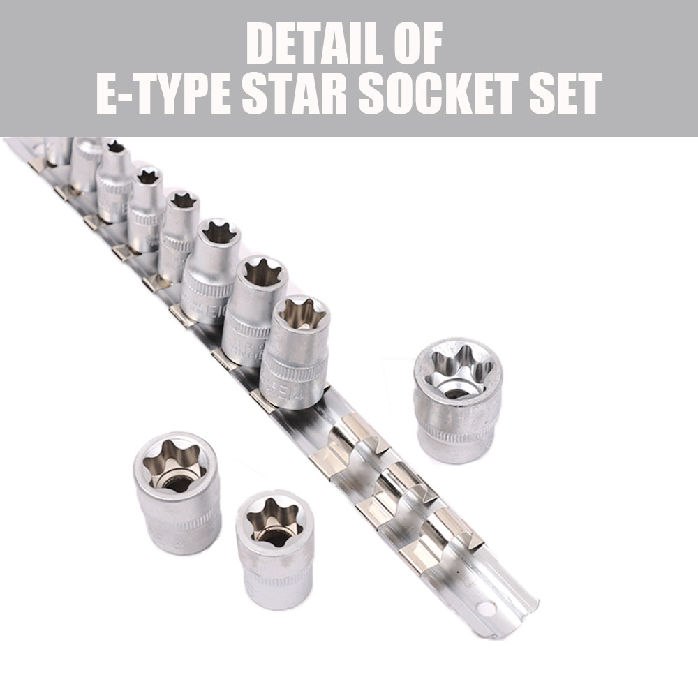 11 pc Torx Star Bit Female E Socket Set Automotive Shop Tools External E4-E20 - Image 4