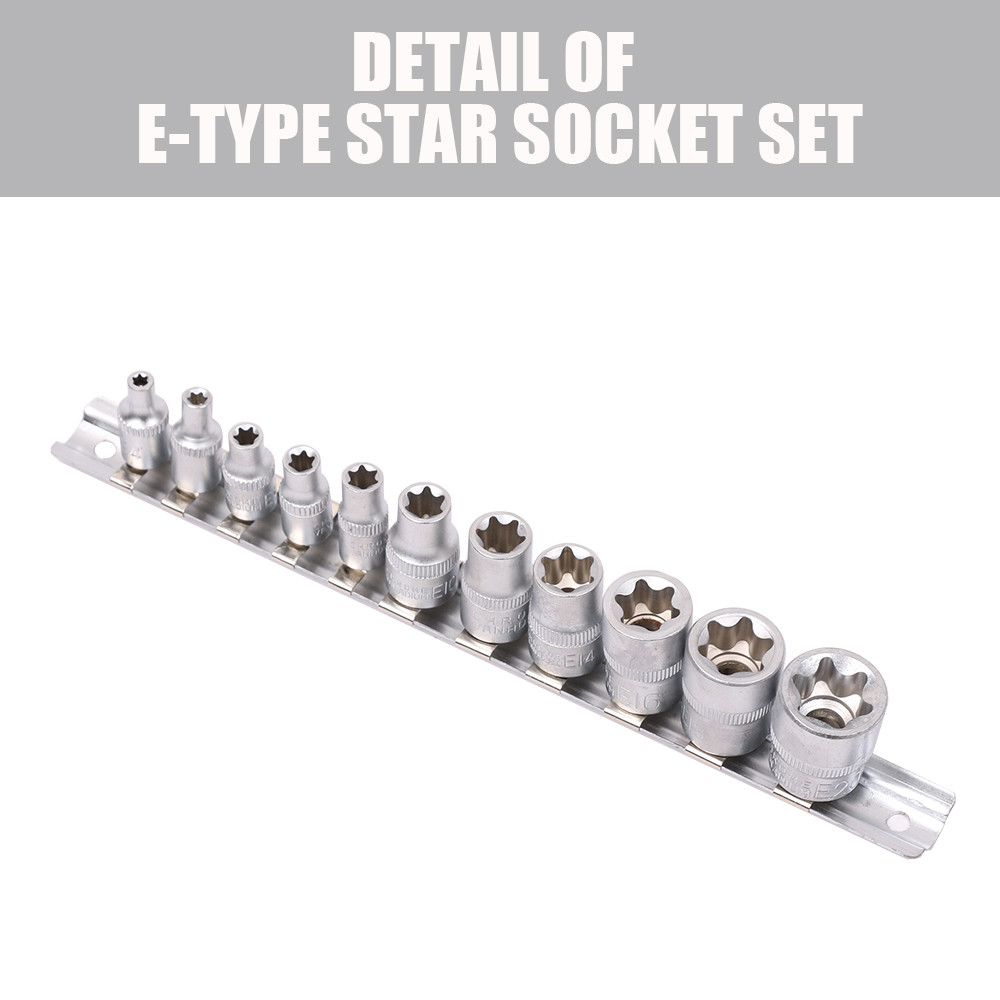 11 pc Torx Star Bit Female E Socket Set Automotive Shop Tools External E4-E20 - Image 5