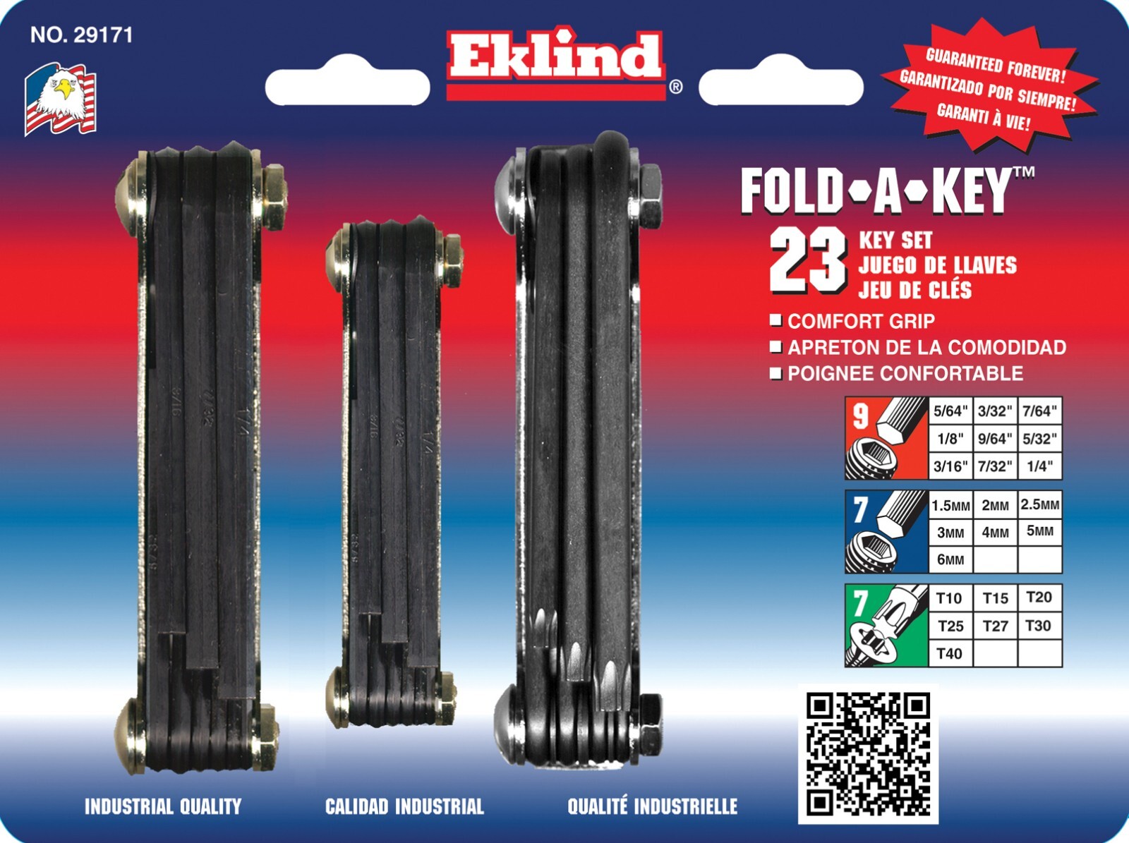 Eklind Fold Up Hex Wrench Key Set 29171 Metric SAE Torx 23pc Made in USA - Image 2