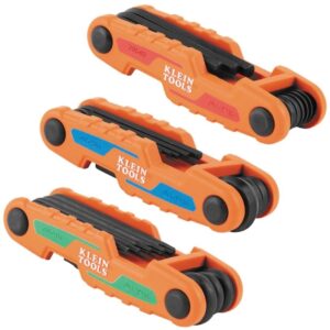 Klein Tools 70543 Compact Folding Hex Key 3 Pack Set, 25-Key, SAE, Metric Torx