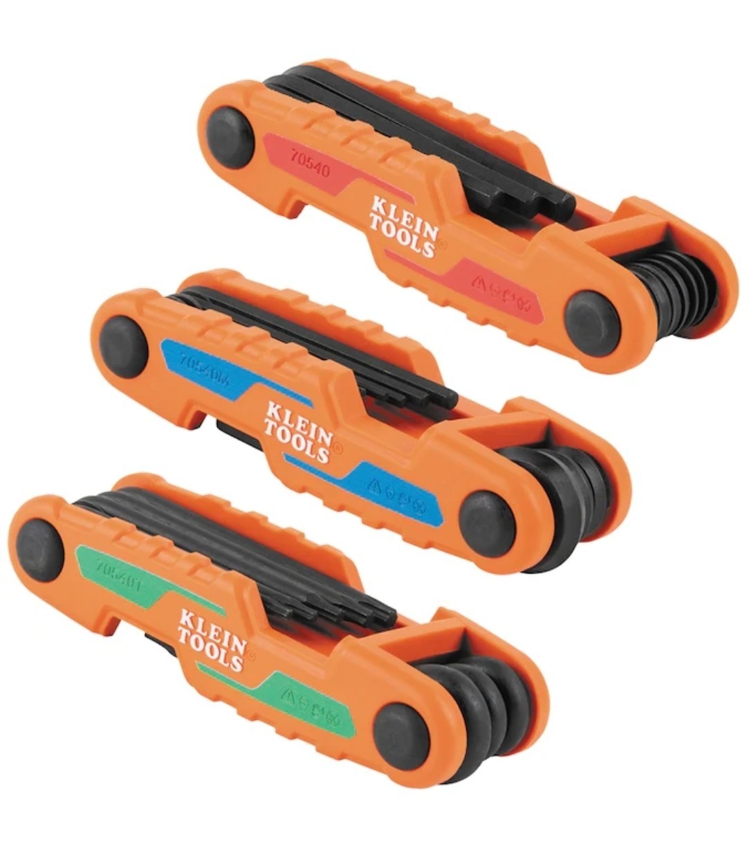 Klein Tools 70543 Compact Folding Hex Key 3 Pack Set, 25-Key, SAE, Metric Torx