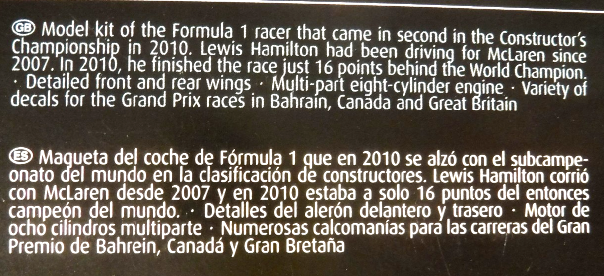 1/24 Revell Grand Prix F1 McLaren Mercedes MP4-25 Lewis Hamilton Level 4 #07096 - Image 4