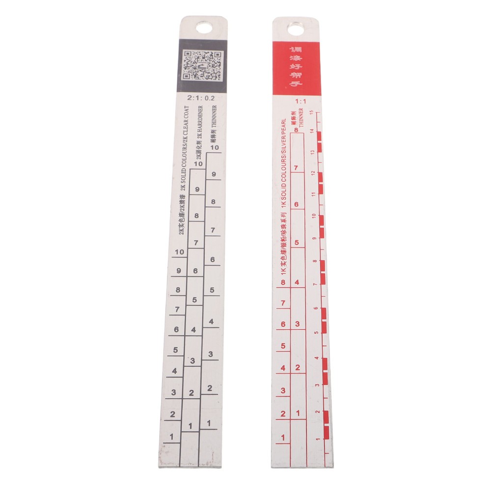 2 Pcs Paint Mixing Tools Auto Measuring Ruler Automotive Coating