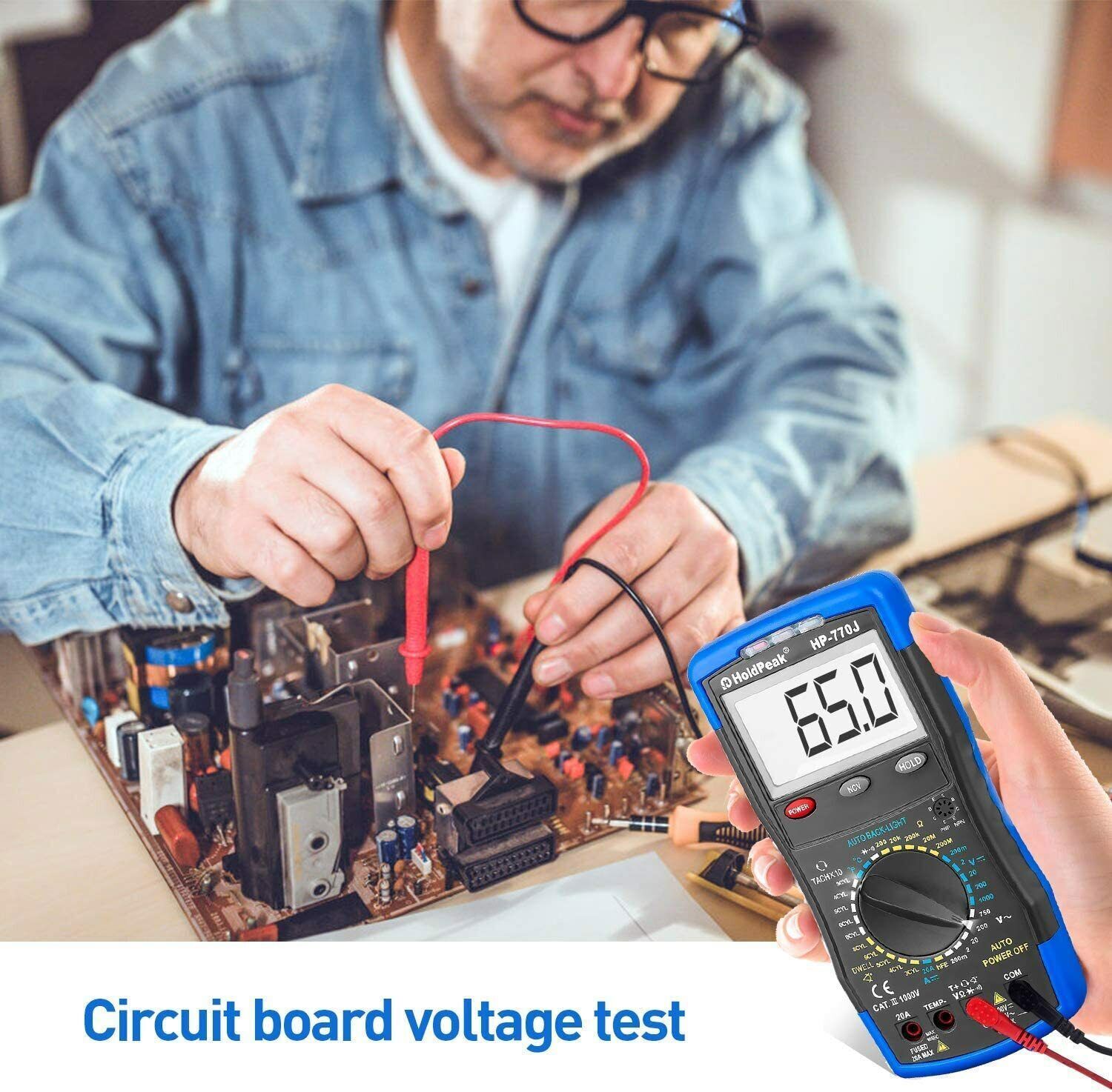 Automotive Digital Multimeter Tachometer Car AC DC Volt RPM DWELL NCV Tester 20A - Image 2