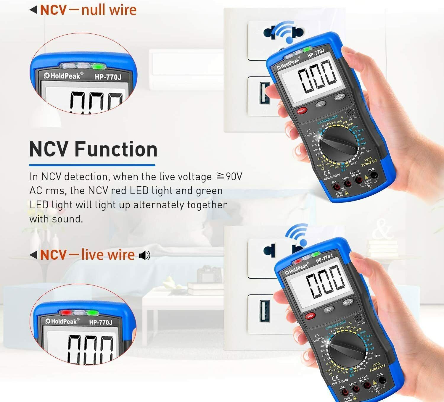 Automotive Digital Multimeter Tachometer Car AC DC Volt RPM DWELL NCV Tester 20A - Image 4
