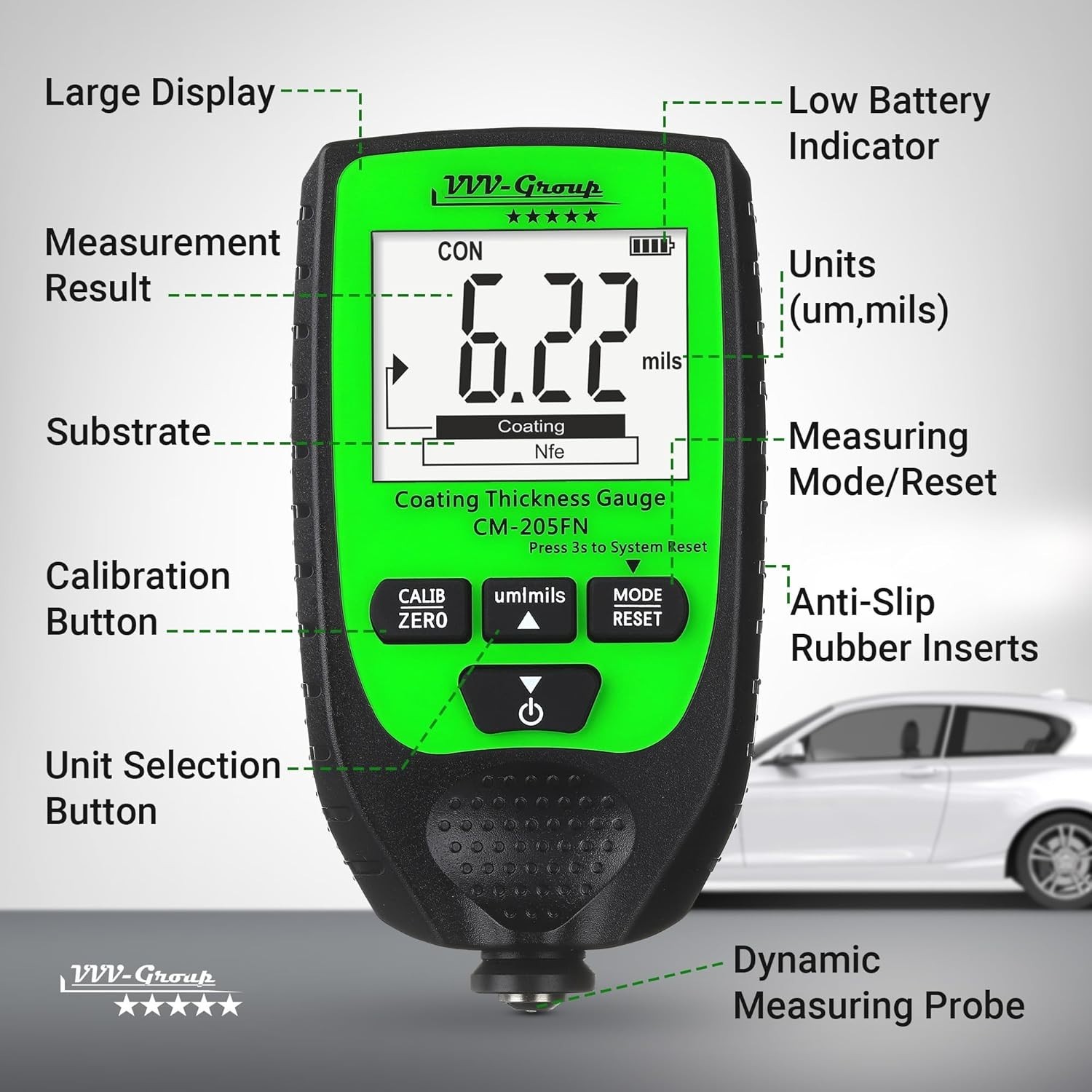 Professional Paint Thickness Meter with LCD - Lightweight Automotive Tester - Image 5