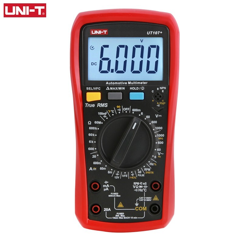 Automotive Multimeter UNI-T Digital mS PULSE Tach Dwell Temp RPM Battery Tester - Image 3