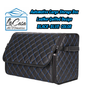 Automotive Cargo Storage Box – Leather Quilted Design(BLACK BLUE COLOR)