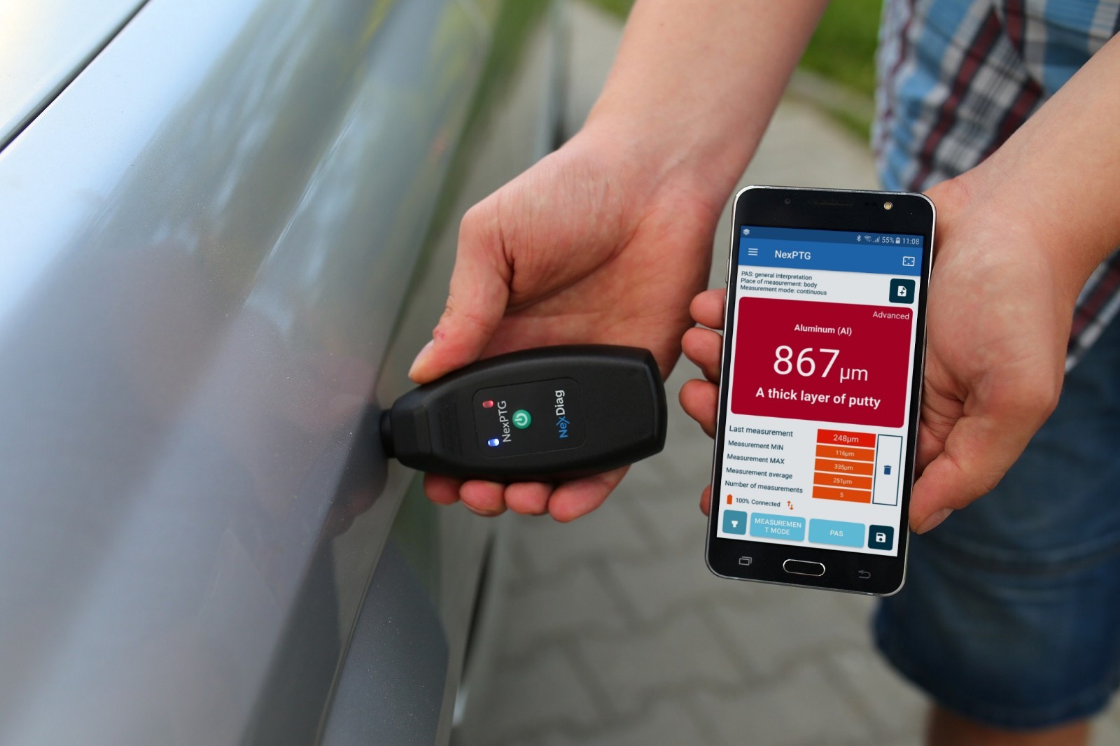 NexPTG Advanced Paint Thickness Gauge with App | Automotive Coating Measurement - Image 4