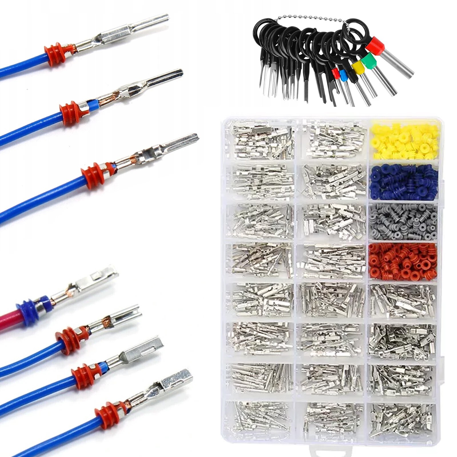 Kit de 739 piezas de pasadores de conector eléctrico automotriz herramienta de extracción de terminales sellos de cable-