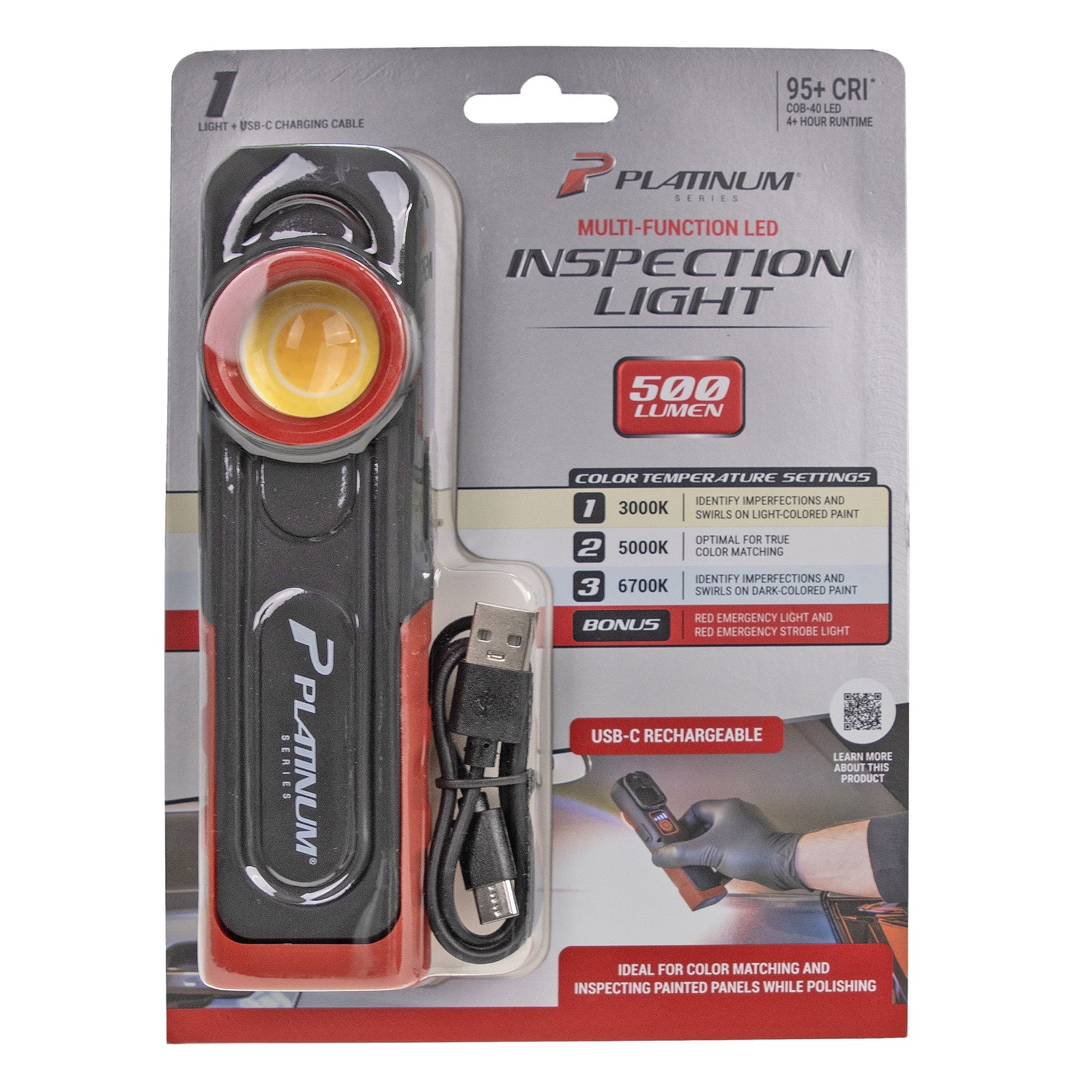 Platinum Series 500 LM, USB-C Rechargeable LED Paint Inspection Light, 6.5 in. - Image 2