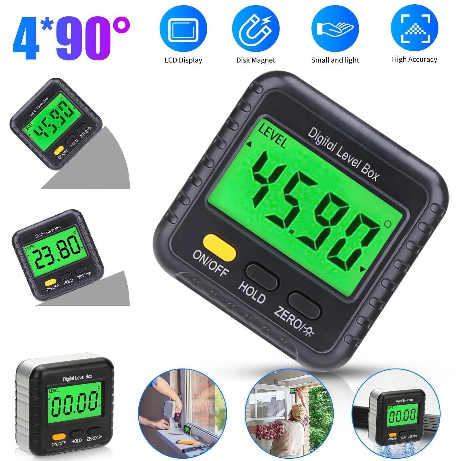 Magnetic Digital Angle Finder LCD Level Inclinometer Bevel Gauge for Woodworking