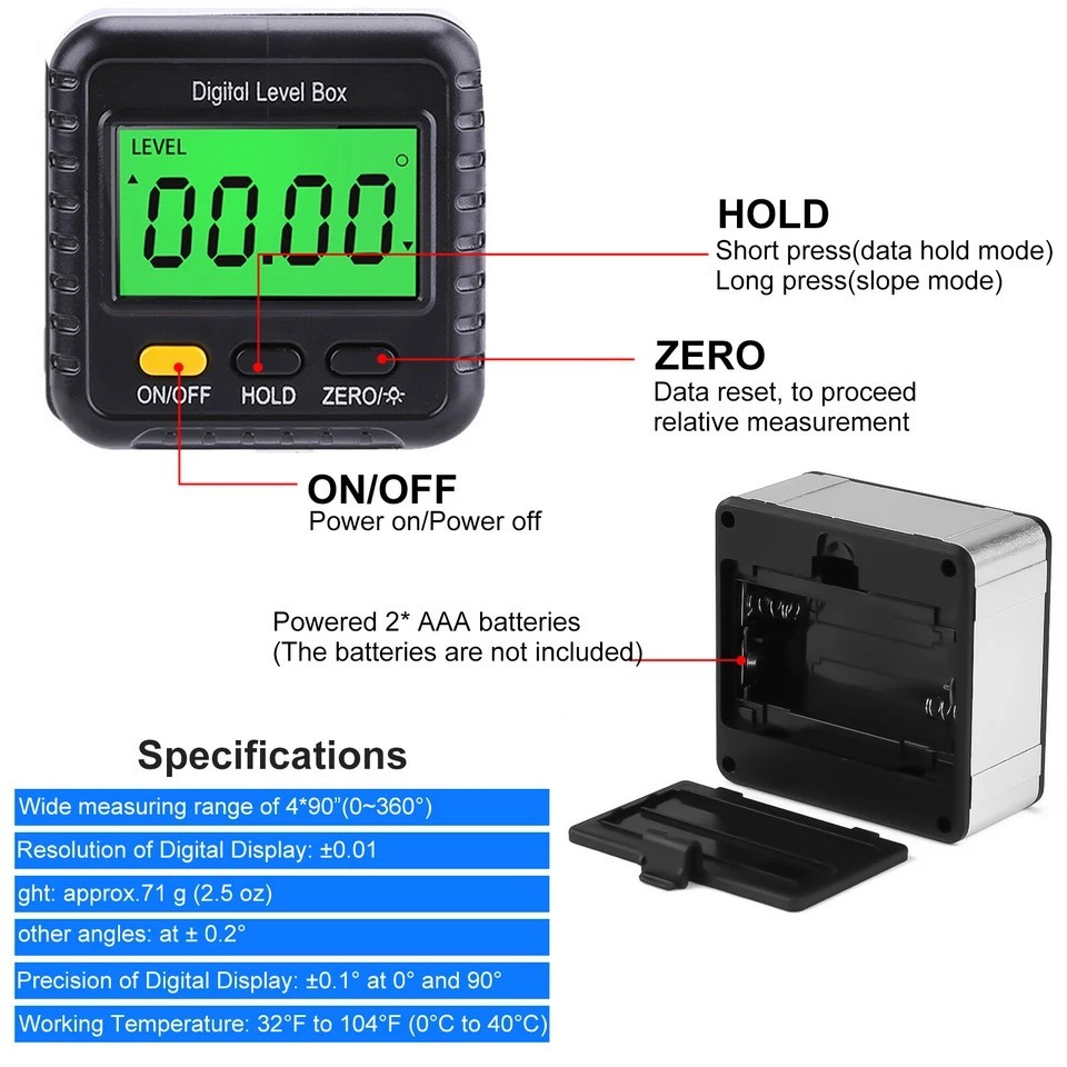 Magnetic Digital Angle Finder LCD Level Inclinometer Bevel Gauge for Woodworking - Image 4